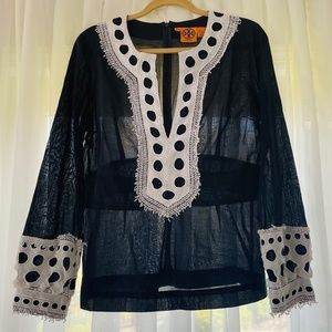 Tory Burch Tunic Navy With White Trim